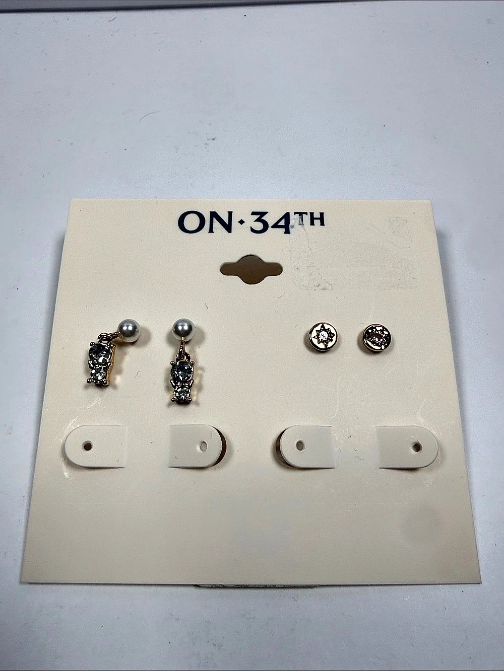ONยท34TH Crystal/Egret Set Tower Crystal Earrings Set NWT